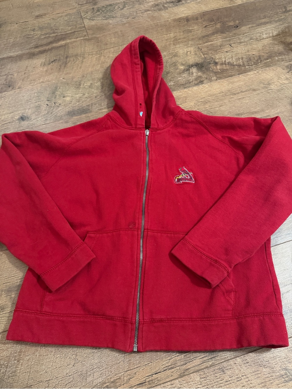 MLB Red Full-Zip Hoodie Jacket with Embroidered Logo